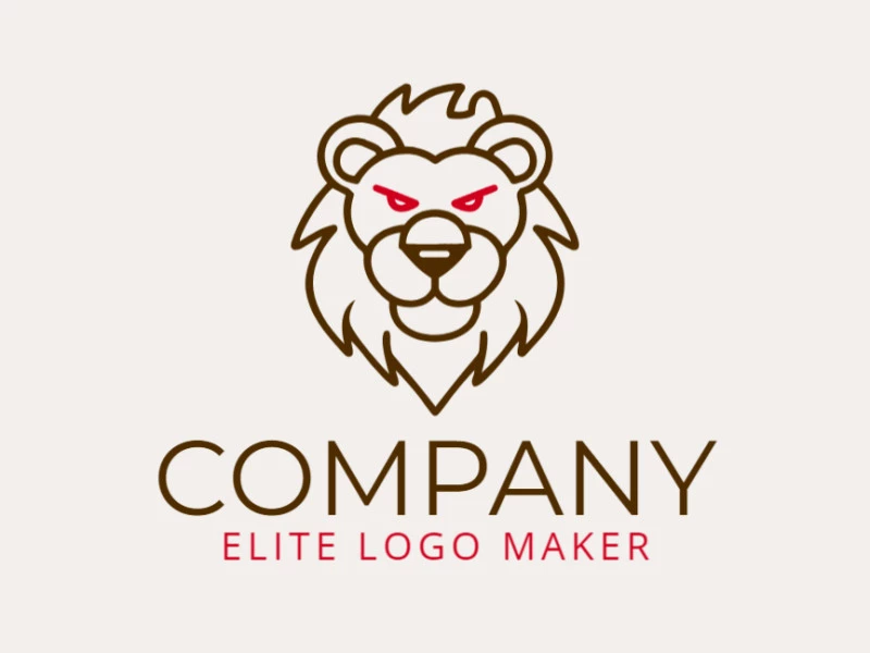 Un logotipo de empresa con una hermosa cabeza de león minimalista, diseñado con formas simples para un diseño moderno y amigable.