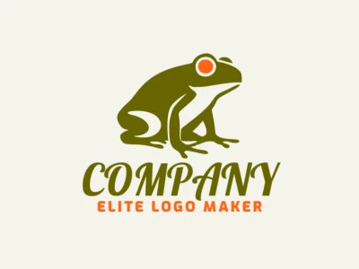 Cree un logotipo vectorial para su empresa en forma de una rana con un estilo abstracto, los colores utilizados son verde y naranja.