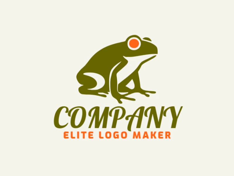 Cree un logotipo vectorial para su empresa en forma de una rana con un estilo abstracto, los colores utilizados son verde y naranja.