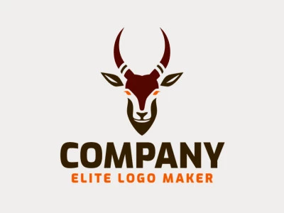 Logotipo creativo en forma de una gacela con un diseño memorable y un estilo simétrico, los colores utilizados son naranja y marrón oscuro.