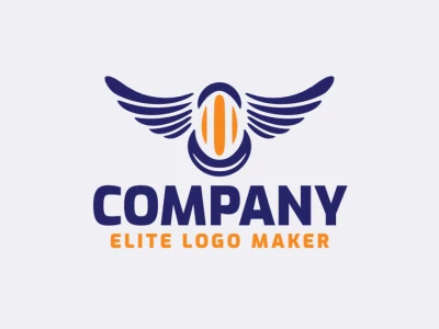 Logotipo creativo en forma de un fantasma con un diseño memorable y un estilo abstracto, los colores utilizados son azul y naranja.