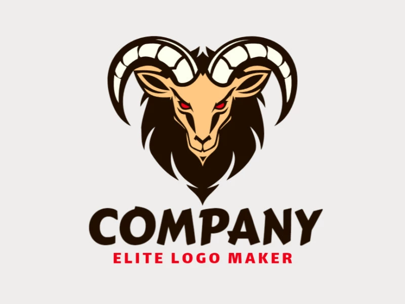 Un logotipo sofisticado y creativo con un prominente chivo en marrón, rojo y beige, ideal para representar agilidad y resiliencia.