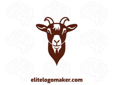 Logotipo creativo con cabeza de cabra de diseño simple y color marrón, ideal para destacar con una identidad inspirada en animales.