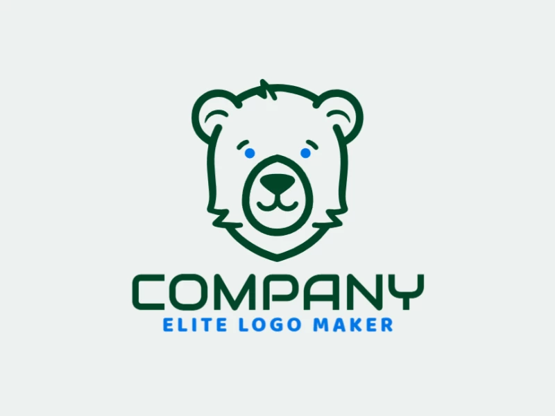 Un diseño de logotipo abstracto con una cabeza de oso verde, que combina estética profesional y creatividad para una identidad visual impactante.