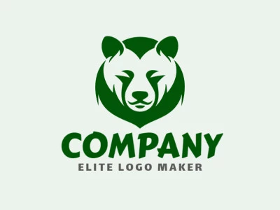 Un logotipo simétrico de la cabeza de un oso en verde oscuro, irradiando armonía y la esencia de la fuerza de la naturaleza.