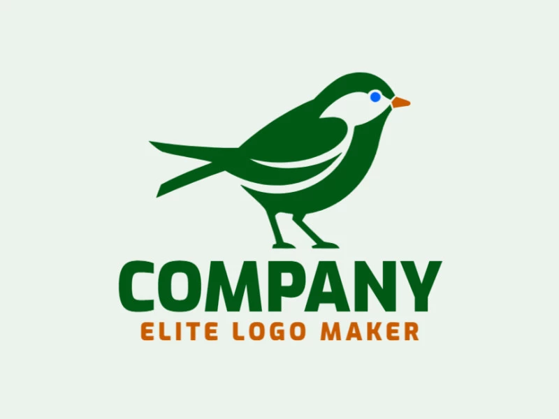 Logotipo ideal para diferentes negocios en forma de un pajaro verde, con diseño creativo y estilo abstracto.