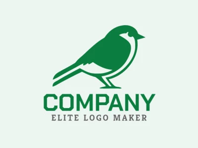 Logotipo personalizable en forma de un pajaro verde con diseño creativo y estilo minimalista.