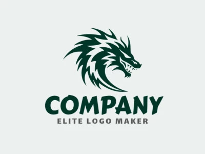 Logotipo mascota con un diseño refinado que forma un dragón verde con el color verde oscuro.