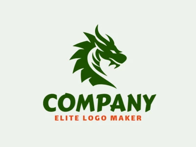 Logotipo abstracto en forma de un dragón verde con diseño creativo.