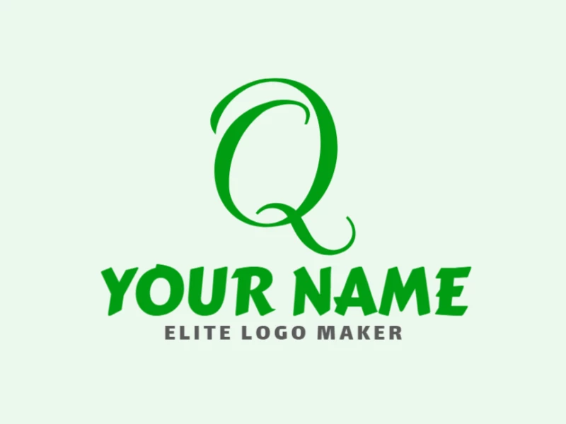 Un diseño de logo abstracto y profesional con la letra 'Q' verde y formas geométricas elegantes, bonito y profesional.