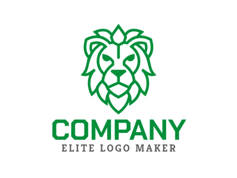 El diseño del logotipo presenta un león verde en estilo monolínea, creando una poderosa declaración de marca con líneas limpias y elegantes.