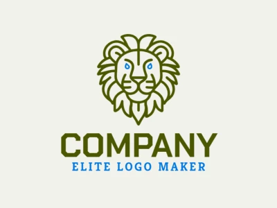 Un logotipo creativo con la cabeza de león verde en estilo animal, diseñado para ser adecuado para una identidad de marca audaz e impactante.