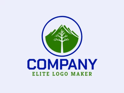 Logotipo personalizable en forma de una montaña verde con un estilo abstracto, el color utilizado fue el azul oscuro.