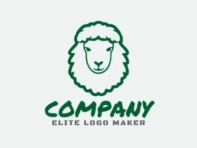 Crea un logotipo vectorizado que presente un diseño contemporáneo de una oveja verde y estilo simétrico, con un toque de sofisticación.