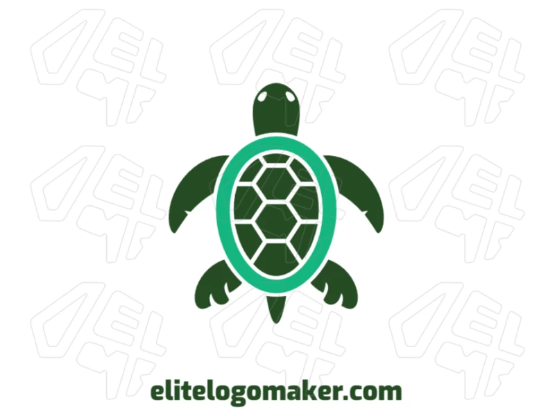 Tortuga Con Color Verde - Logotipo Original Y Totalmente Ajustable Logotipo con una tortuga verde en estilo simétrico, diseñado para una identidad visual única y equilibrada.