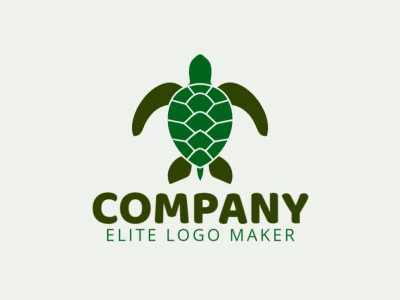 Diseño de logotipo en estilo animal con una tortuga verde, simbolizando apropiadamente la longevidad y la paciencia, perfecto para una marca inspirada en la naturaleza.