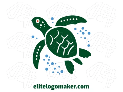 Logotipo barato con tortuga verde nadando mágicamente, que combina encanto y originalidad para una identidad de marca única y cautivadora.