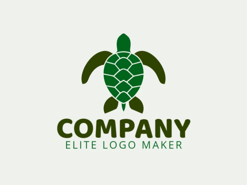 Diseño de logotipo en estilo animal con una tortuga verde, simbolizando apropiadamente la longevidad y la paciencia, perfecto para una marca inspirada en la naturaleza.