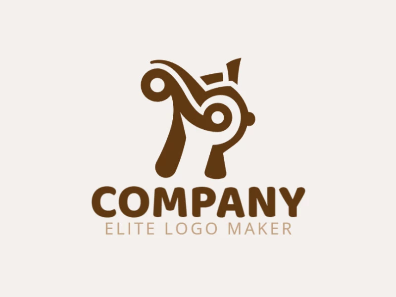 Cree un logotipo vectorial para su empresa en forma de un hámster con un estilo abstracto, el color utilizado es el marrón.