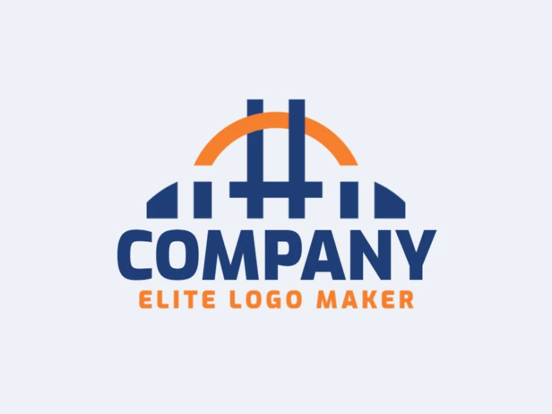 Logotipo listo para descargar en forma de un puente combinado con una hashtag con diseño minimalista y colores azul y naranja.