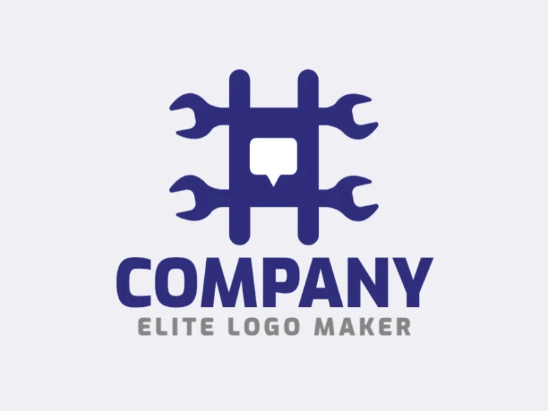 Logotipo personalizable en forma de una hashtag combinado con dos llave inglesa.