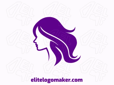 Un logo dinámico y hermoso ilustrativo con la cabeza de una mujer con cabello largo, diseñado con detalles intrincados para crear una apariencia impactante y elegante.