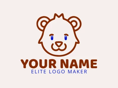 Un logotipo vectorial con la cabeza de un joven oso marrón en estilo animal, diseñado para una apariencia limpia y moderna con encanto natural.