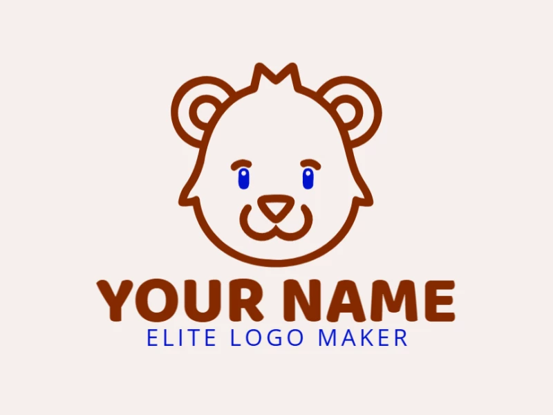 Un logotipo vectorial con la cabeza de un joven oso marrón en estilo animal, diseñado para una apariencia limpia y moderna con encanto natural.