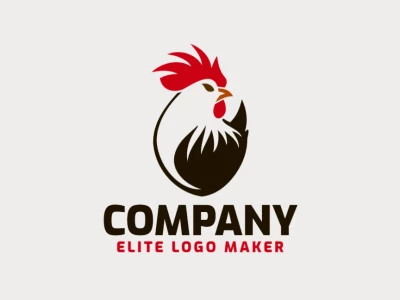 Un logotipo minimalista que representa una gallina, con una paleta de colores naranja, rojo y negro, ofreciendo una representación elegante y moderna.