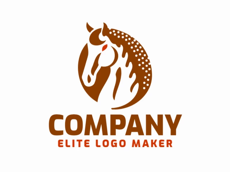 Un logotipo empresarial notable con un estilo ilustrativo diferente de un caballo marrón, exudando elegancia y fuerza.