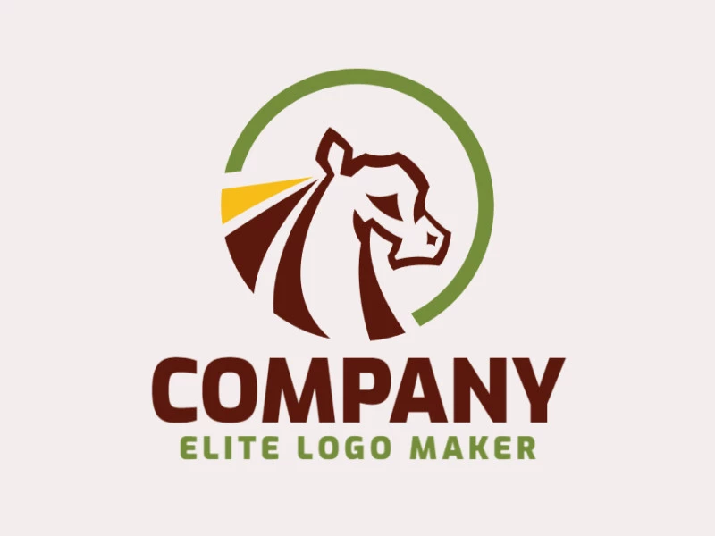 Logotipo disponible para descargar en forma de un caballo con estilo circular y colores amarillo, verde, y marrón.