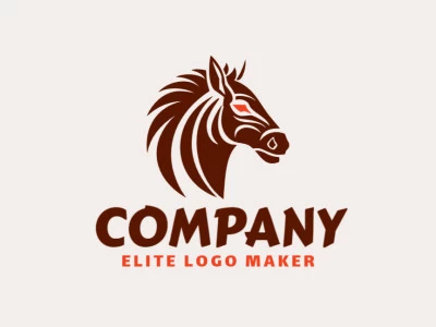 Logotipo en forma de una cabeza de caballo con diseño abstracto y colores marrón y naranja.