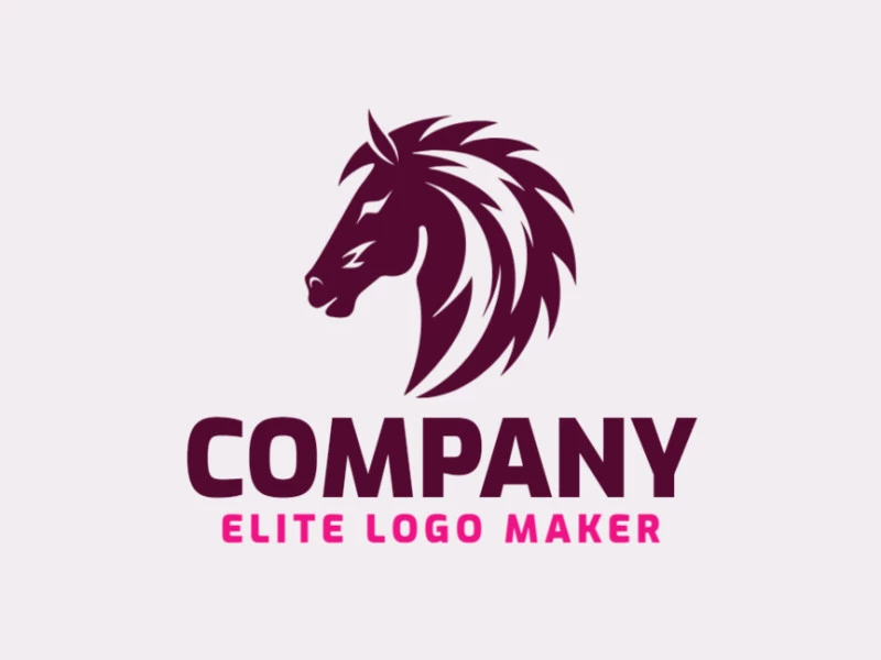 Logotipo personalizable en forma de una cabeza de caballo con un estilo mascota, el color utilizado fue el violeta.