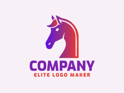 Logotipo barato en degradado con un caballo, diseñado con una transición suave de colores para crear un atractivo visual dinámico y asequible.