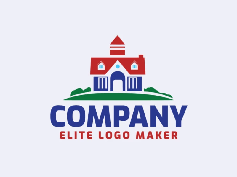 Logotipo profesional en forma de una casa con diseño creativo y estilo ilustrativo.