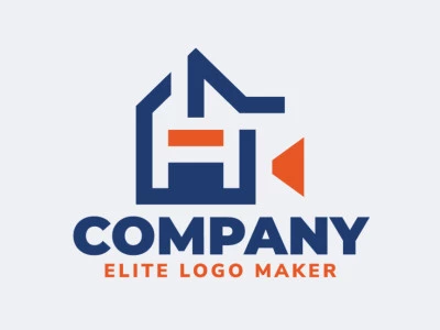 Crear su logotipo en línea con la forma de una casa combinado con una cámara con colores personalizables y estilo abstracto.