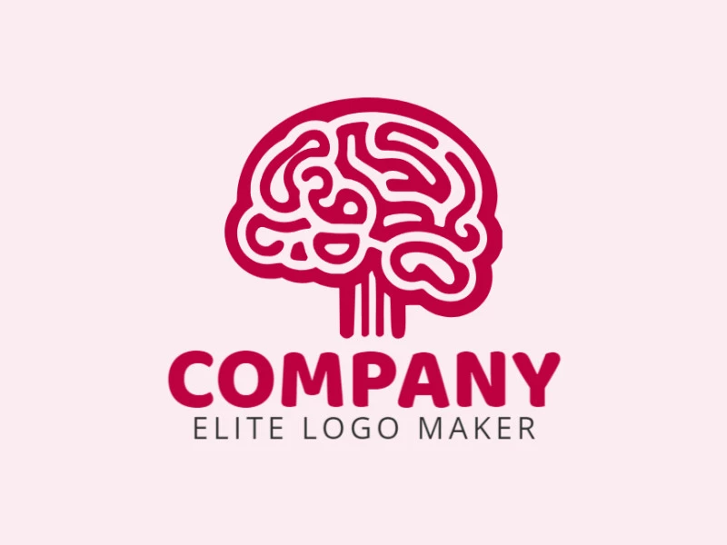 Logotipo creativo en forma de un cerebro humano con un diseño memorable y un estilo monoline, el color utilizado es el rojo.