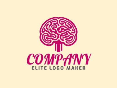 Logotipo personalizable en forma de un cerebro humano con un estilo multiples lineas, el color utilizado fue el rosa.