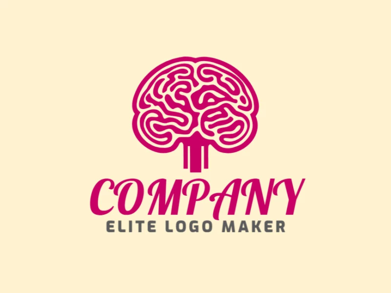 Logotipo personalizable en forma de un cerebro humano con un estilo multiples lineas, el color utilizado fue el rosa.