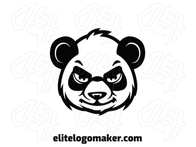 Un logotipo creativo con una ilustración de una cabeza de oso panda, diseñado de forma simétrica para una identidad equilibrada y visualmente atractiva.