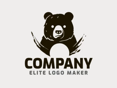 Un diseño de logo artesanal con un oso de tinta, que irradia singularidad y carácter en negro.