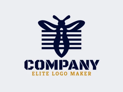 Logotipo creativo en forma de un insecto combinado con barras con diseño refinado y estilo abstracto.