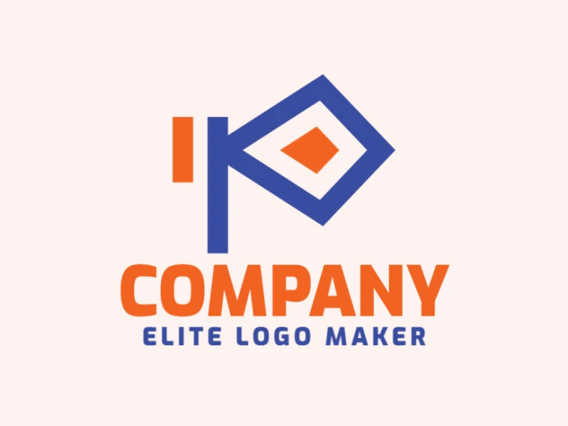 Logotipo disponible para descargar en forma de letras "i + P" con estilo minimalista y colores azul y naranja.