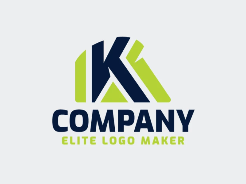 Logotipo ideal para diferentes empresas en forma de una letra "K", con un estilo minimalista.