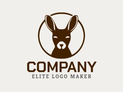 Crea un logotipo ideal para tu negocio en forma de un canguro con un estilo simétrico y colores personalizables.