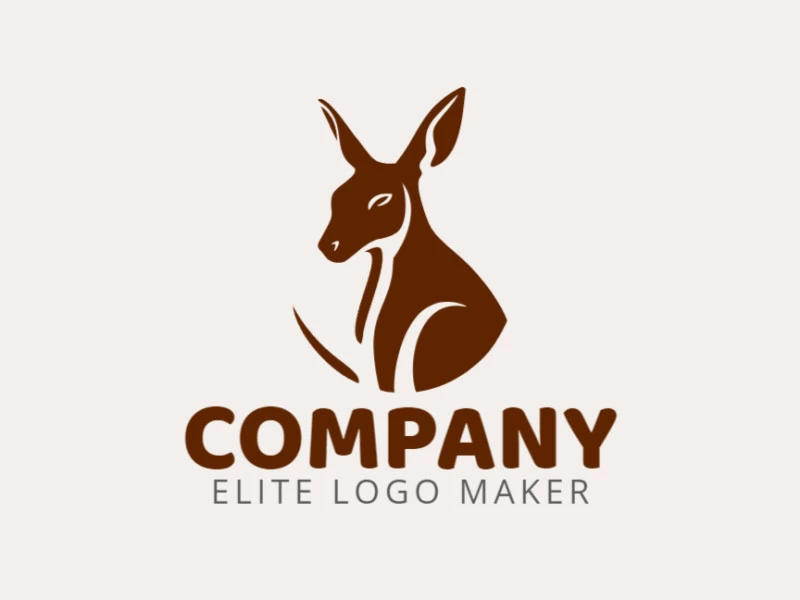 Logotipo personalizable en forma de un canguro con diseño creativo y estilo simple.