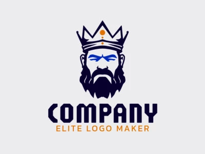 Logotipo con diseño creativo, formando un rey con corona con estilo simétrico y colores personalizables.