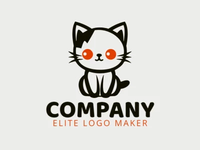 Un logotipo lindo y juguetón que presenta a un gatito animado en un naranja y negro encantadores, perfecto para un encanto infantil.