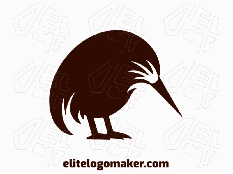 Pájaro Kiwi Logotipos Para Las Empresas Un logotipo profesional en forma de pájaro kiwi con un estilo minimalista, el color utilizado fue marrón oscuro.