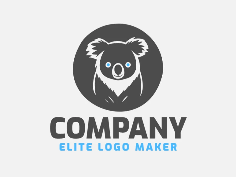 Cree un logotipo memorable para su negocio en forma de un coala con un estilo circular y un diseño creativo.